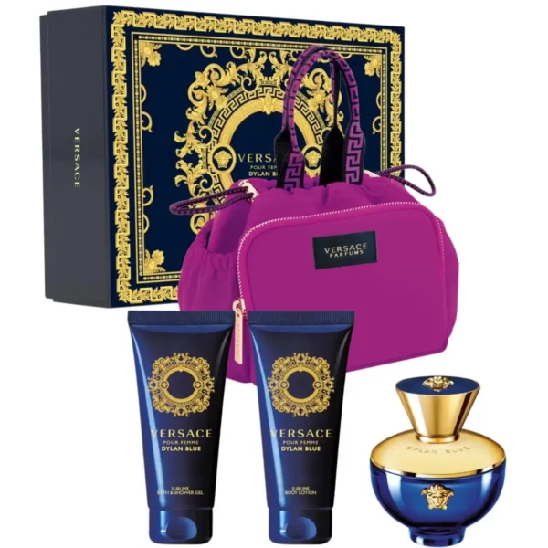 Versace Pour Femme Dylan Blue 4 pcs Gift Set Eau de Parfum EDP Spray for Women 3.4oz 100ml - UPC: 8011003884971